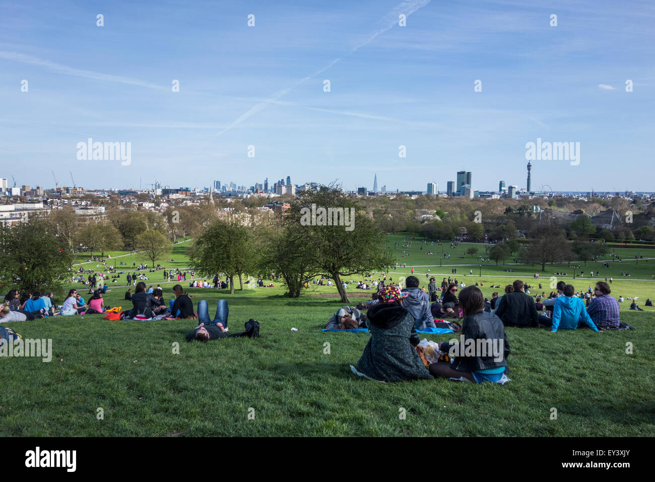 view from Primrose Hill, Regent's Park towards central London, UK Stock Photo