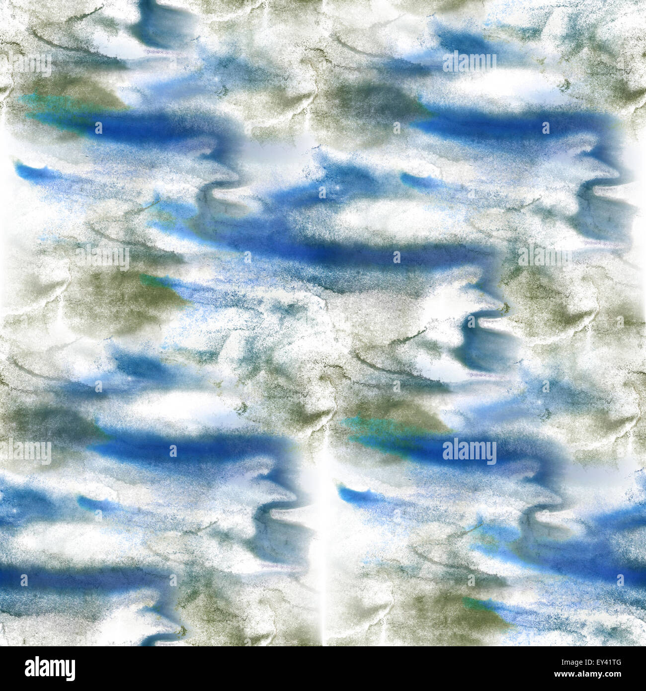 Seamless pattern watercolor blue, green hand abstract painted ba Stock