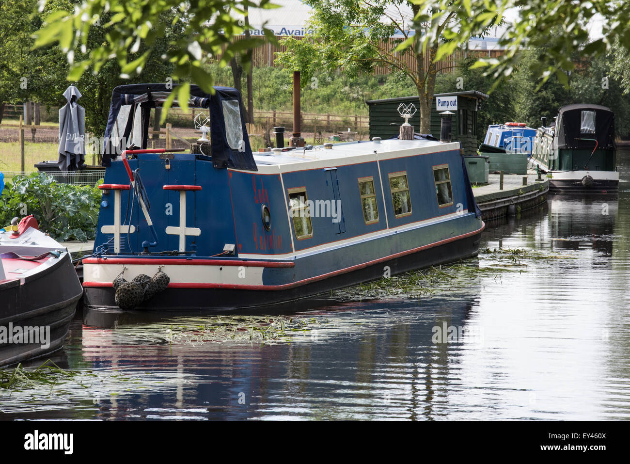 canal boat narrowboat moored up at coven heath Shropshire union canal,  Staffordshire 20th july 2015 uk Stock Photo