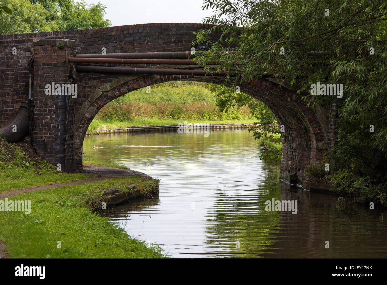 canal bridge over water in coven heath Shropshire union canal,  Staffordshire20th july 2015 uk Stock Photo