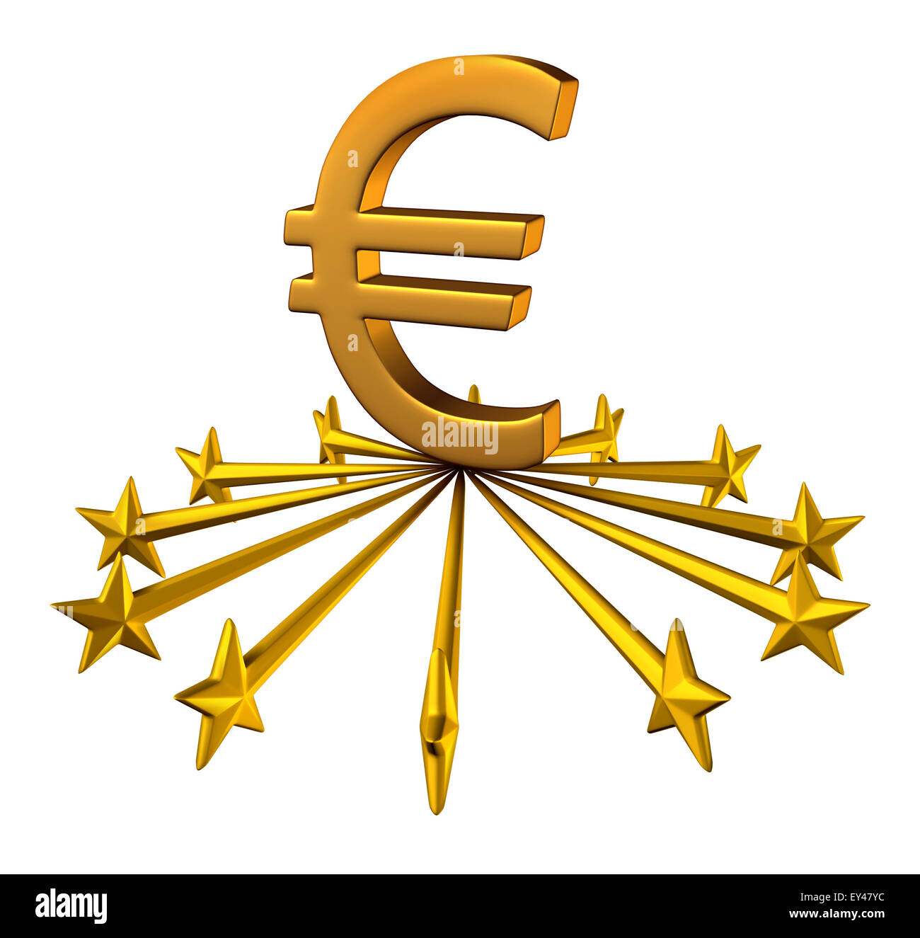 Euro currency support financial business concept as stars from the European union partnership reaching out to lift up the three Stock Photo