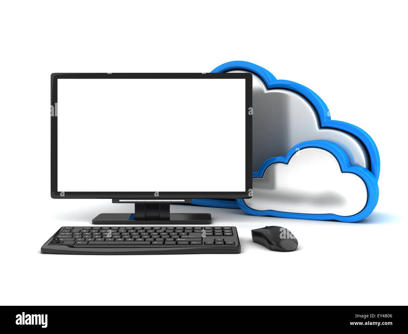 Monitor abstract cloud storage (done in 3d) Stock Photo