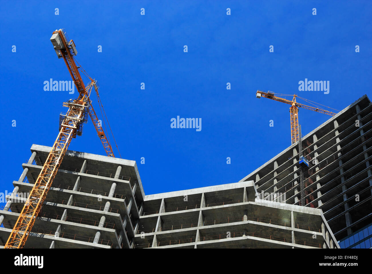 Construction of reinforced steel & concrete buildings. Stock Photo