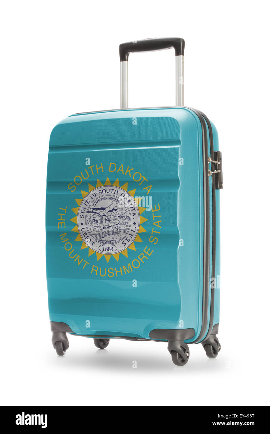 Suitcase painted into US state flag - South Dakota Stock Photo