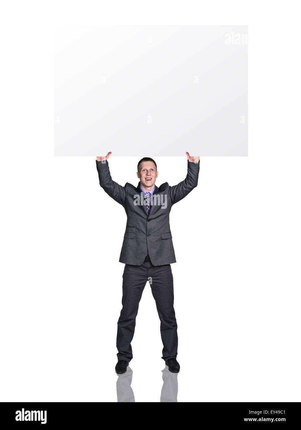 Businessman with blank board Stock Photo