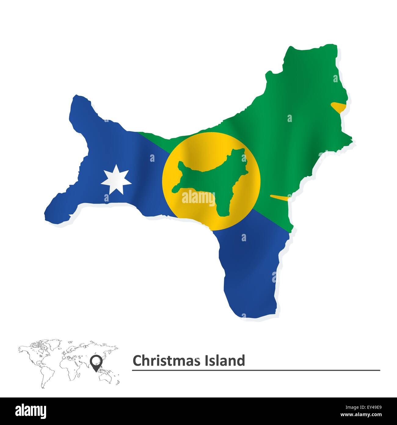 Map of Christmas Island with flag - vector illustration Stock Vector