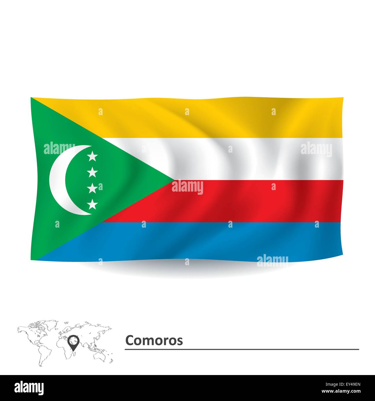 Map of comoros with flag vector illustration hi-res stock photography ...