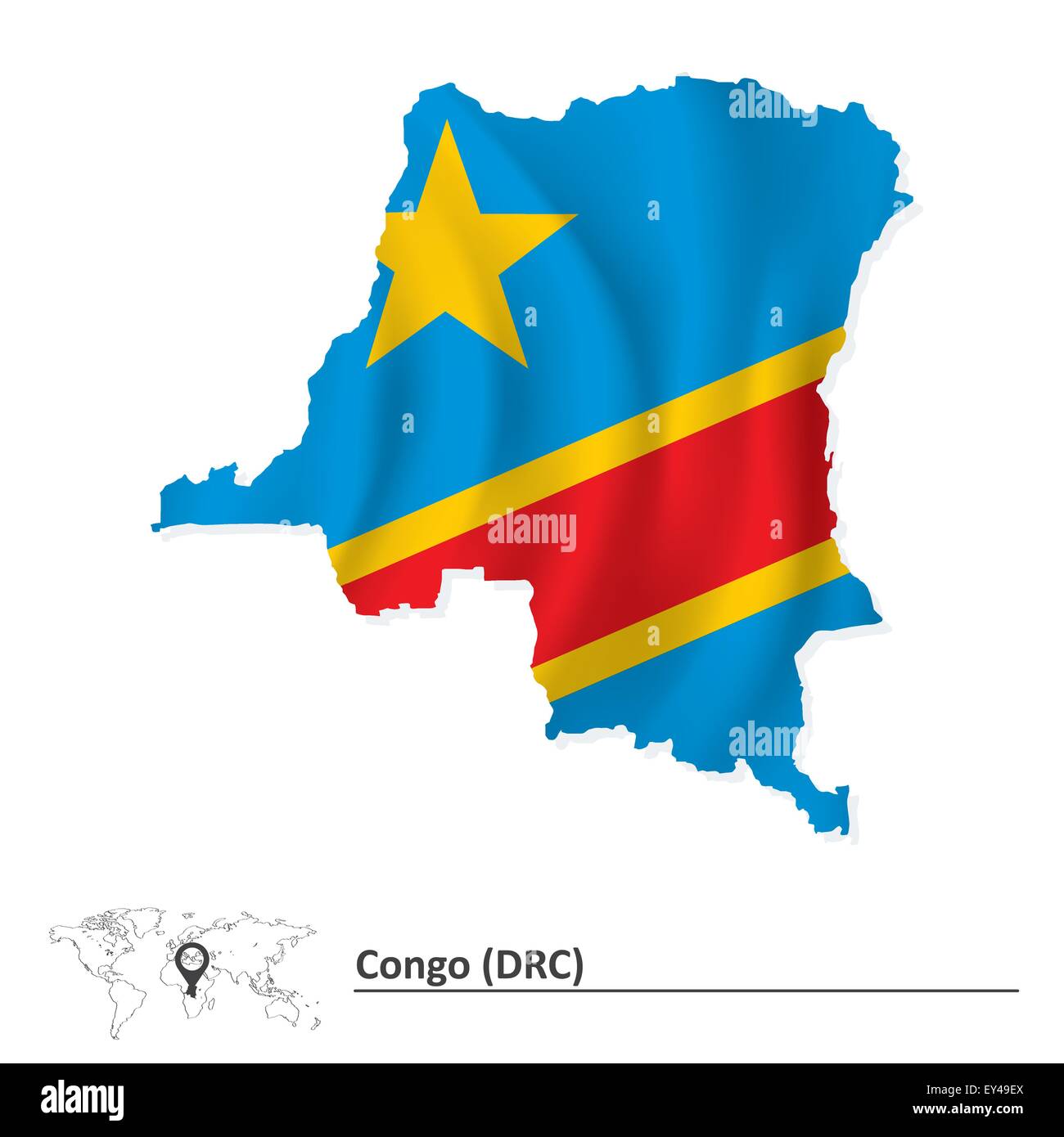 Map of Democratic Republic of the Congo with flag - vector illustration Stock Vector