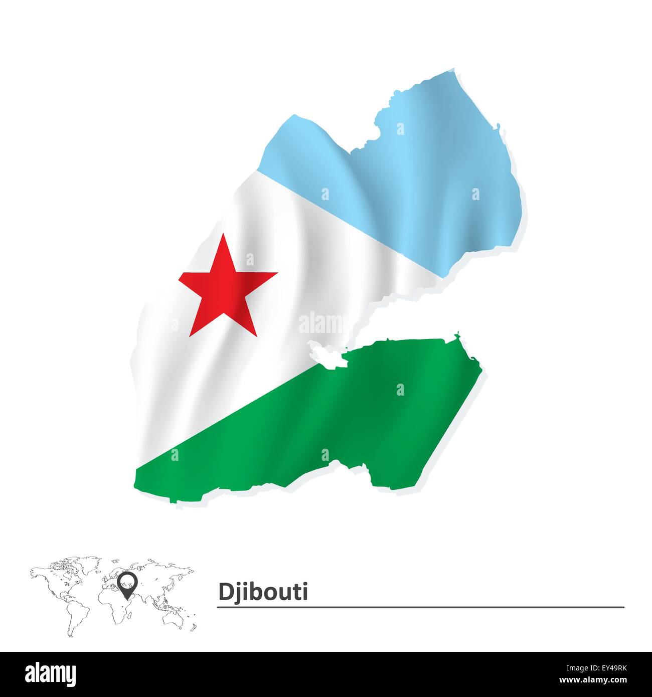 Map of Djibouti with flag - vector illustration Stock Vector Image ...