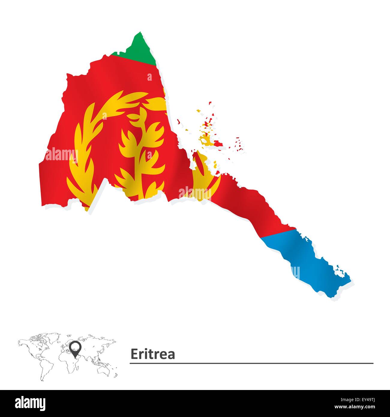 Map of Eritrea with flag - vector illustration Stock Vector