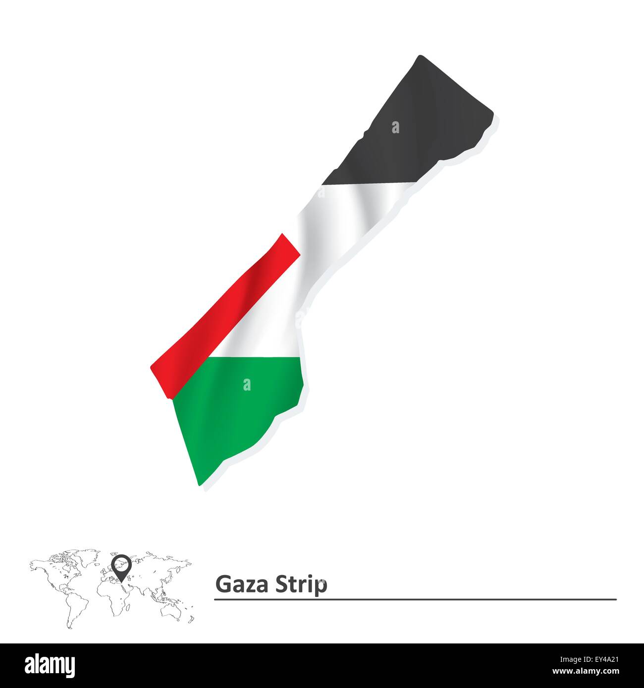 Map of Gaza Strip with flag - vector illustration Stock Vector