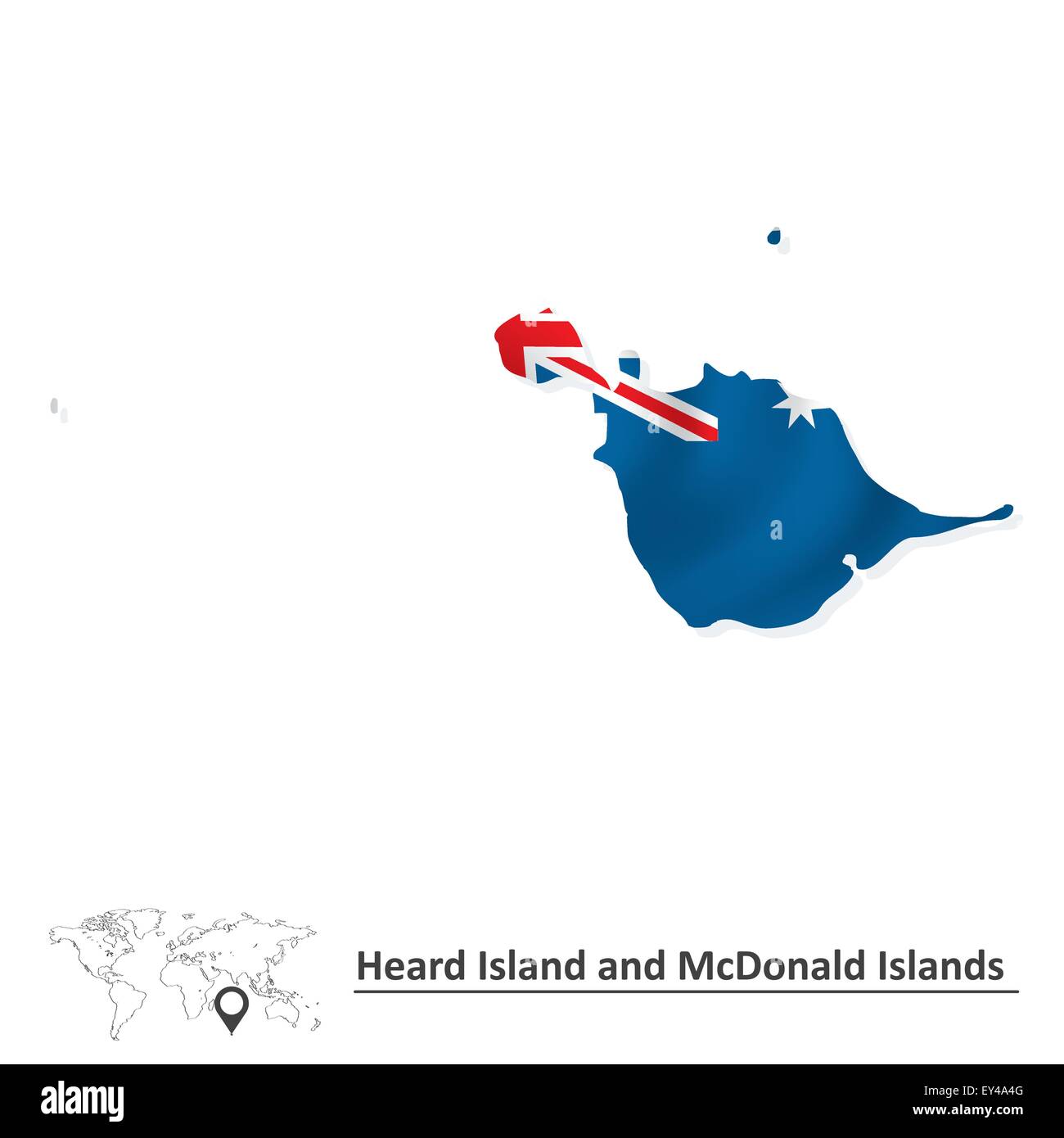 Map of Heard Island and McDonald Islands with flag - vector illustration Stock Vector