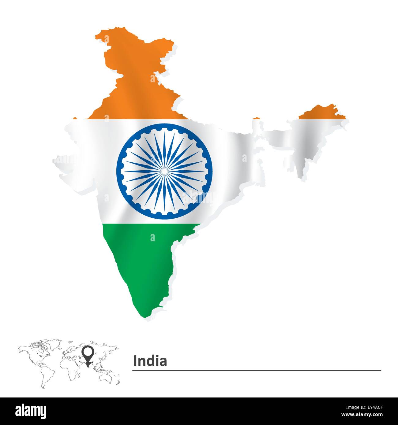 Map of India with flag - vector illustration Stock Vector