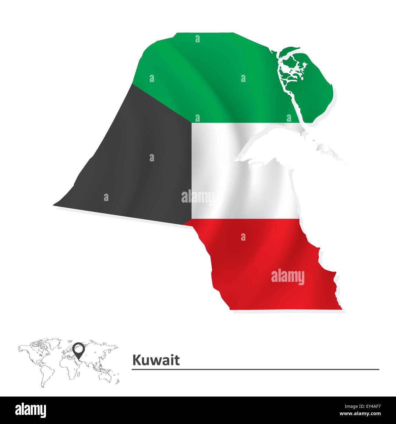 Map of Kuwait with flag - vector illustration Stock Vector Image & Art ...