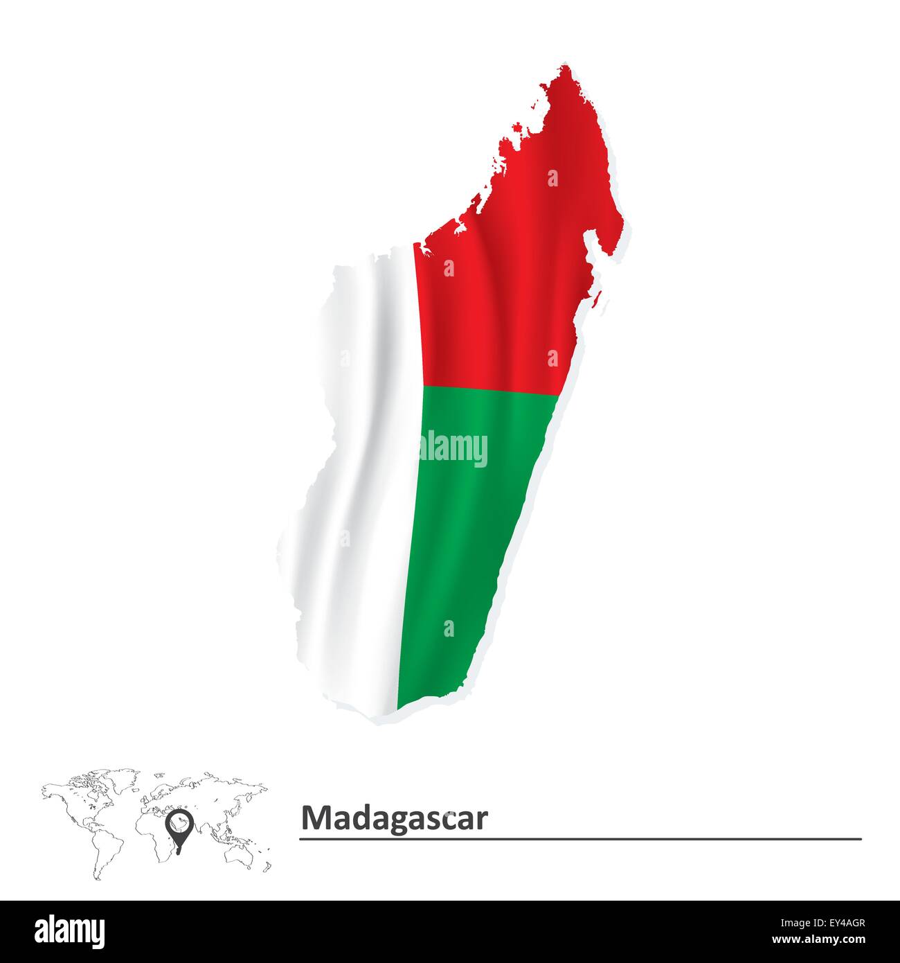 Map of Madagascar with flag - vector illustration Stock Vector Image ...