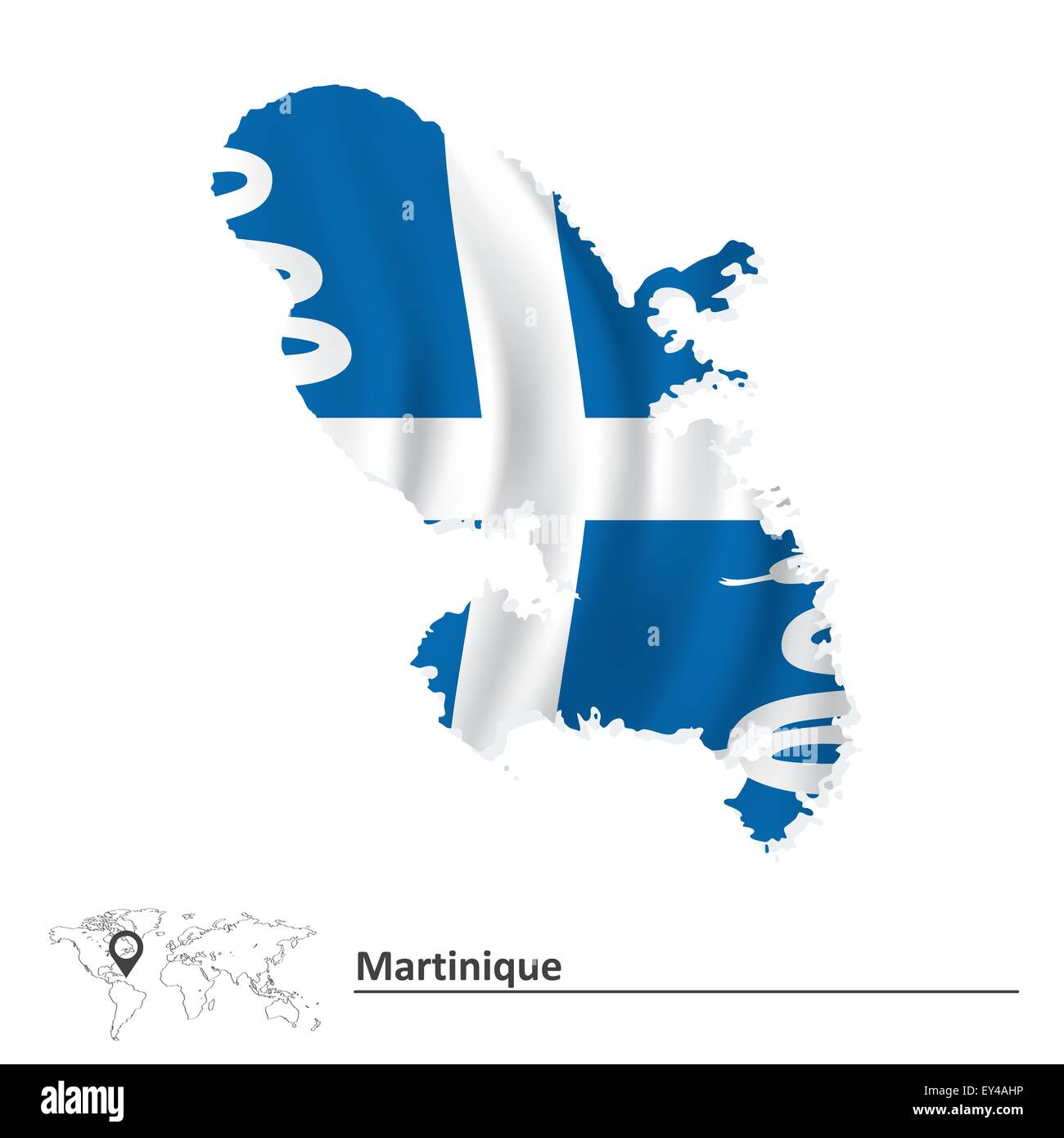 Map of Martinique with flag - vector illustration Stock Vector