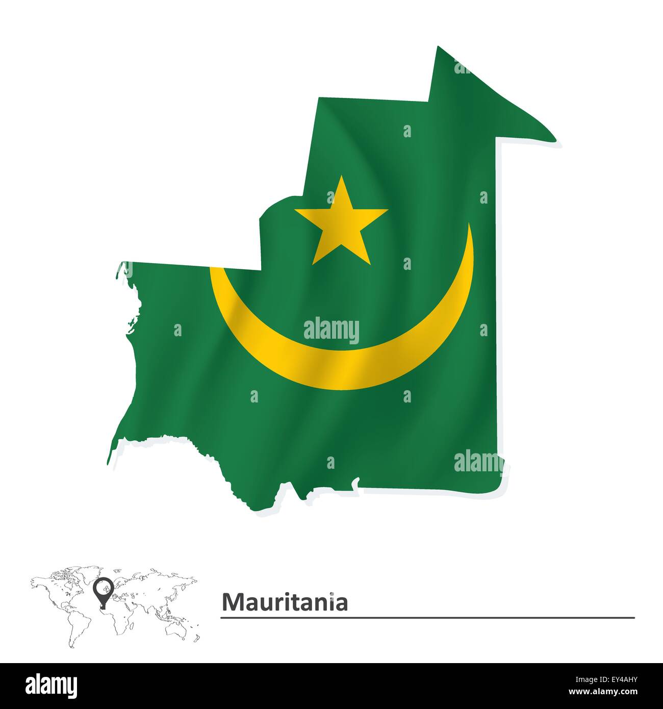 Map Of Mauritania With Flag Vector Illustration Stock Vector Image