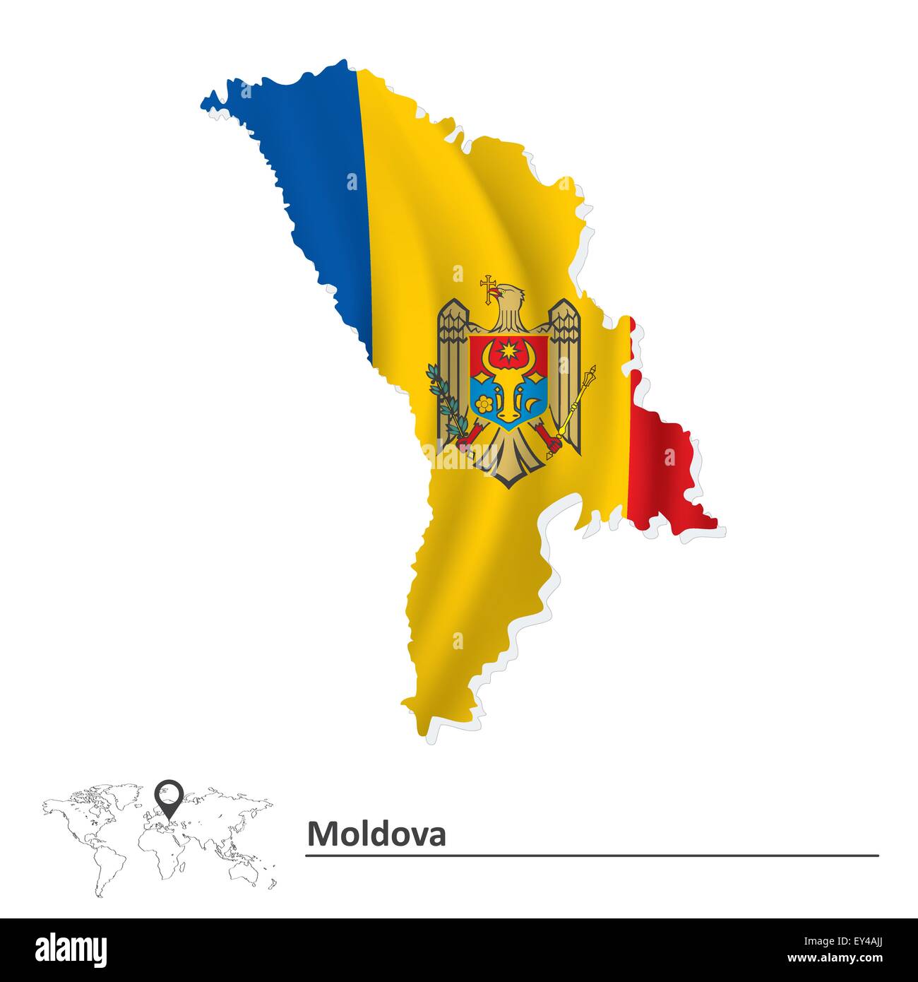 Map of Moldova with flag - vector illustration Stock Vector