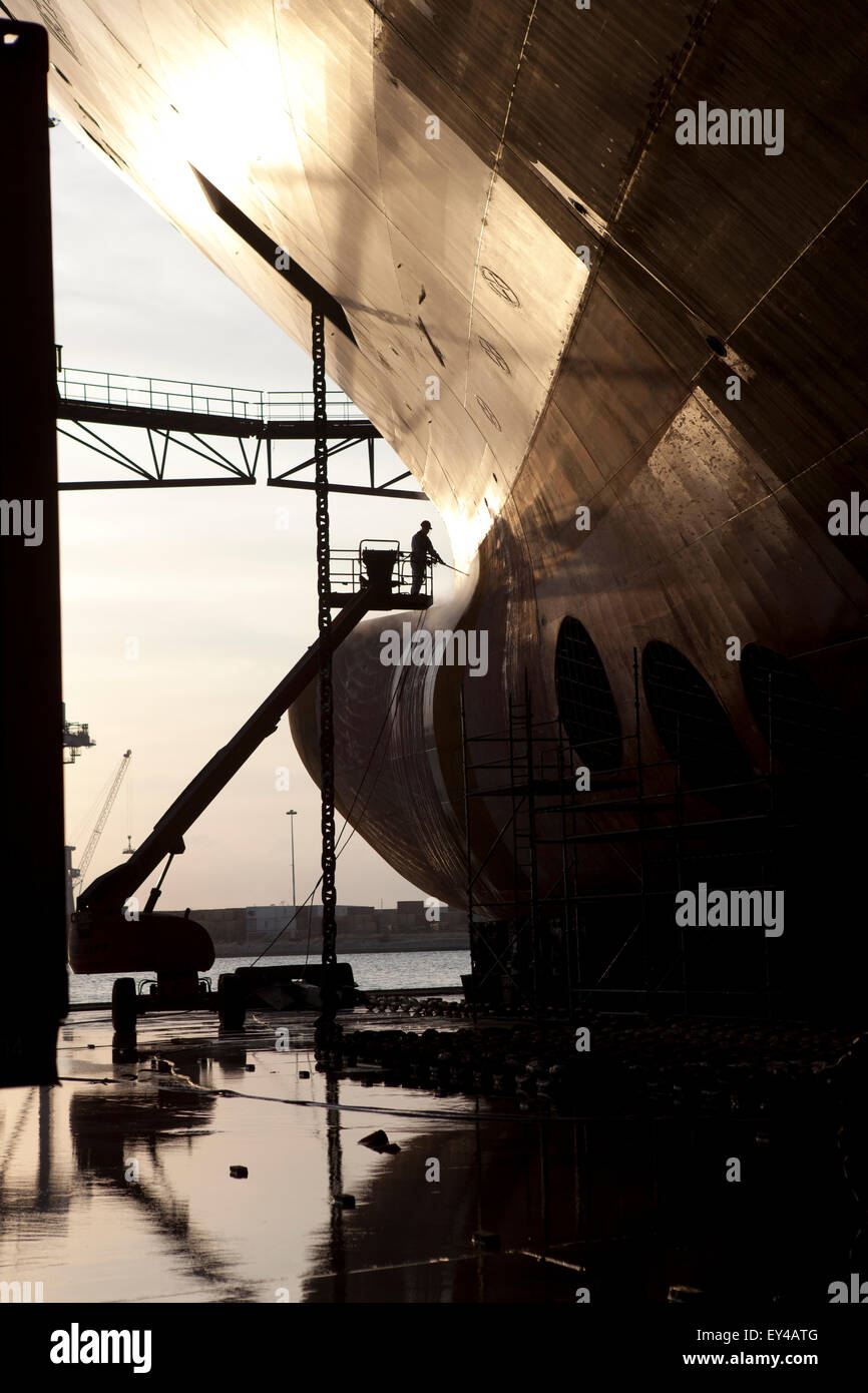 ship at the dry dock, working in progress Stock Photo Alamy