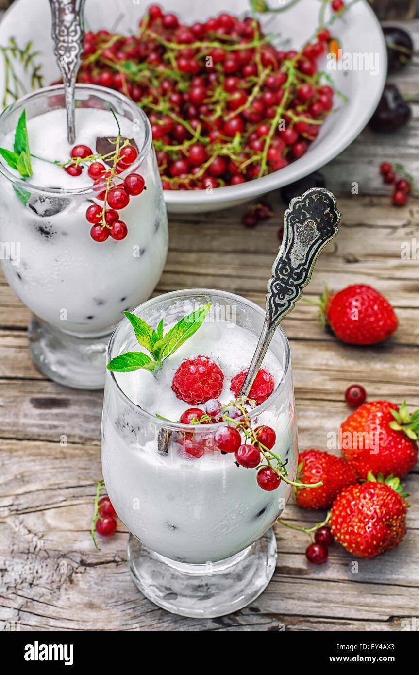 ice cream with fresh fruit Stock Photo