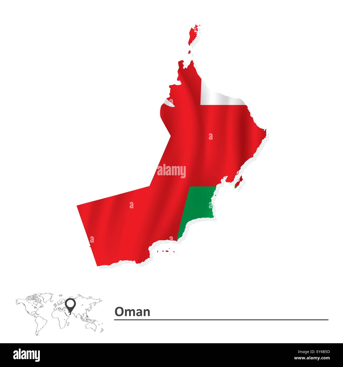 Map of Oman with flag - vector illustration Stock Vector Image & Art ...