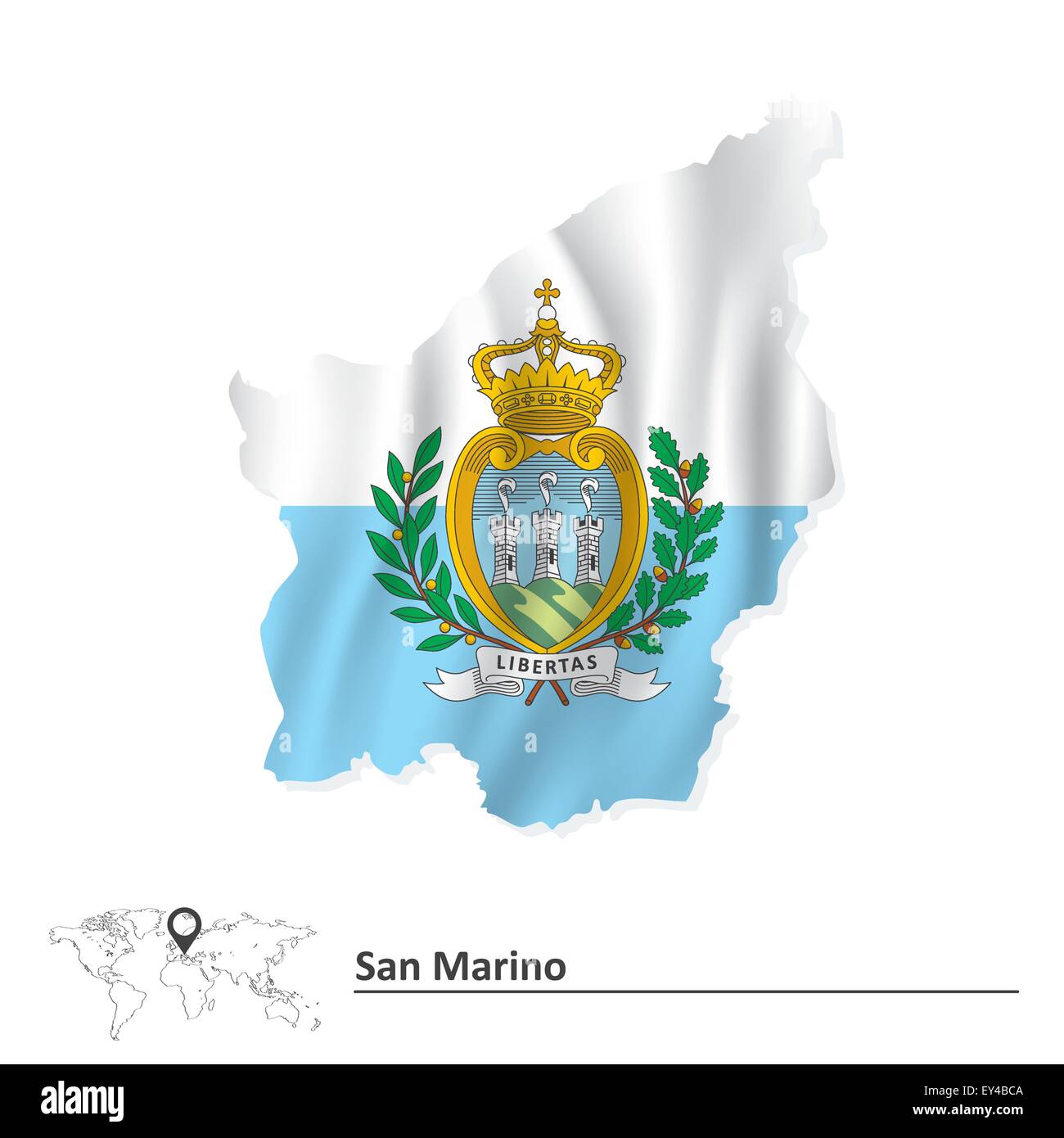 Map of San Marino with flag - vector illustration Stock Vector Image ...