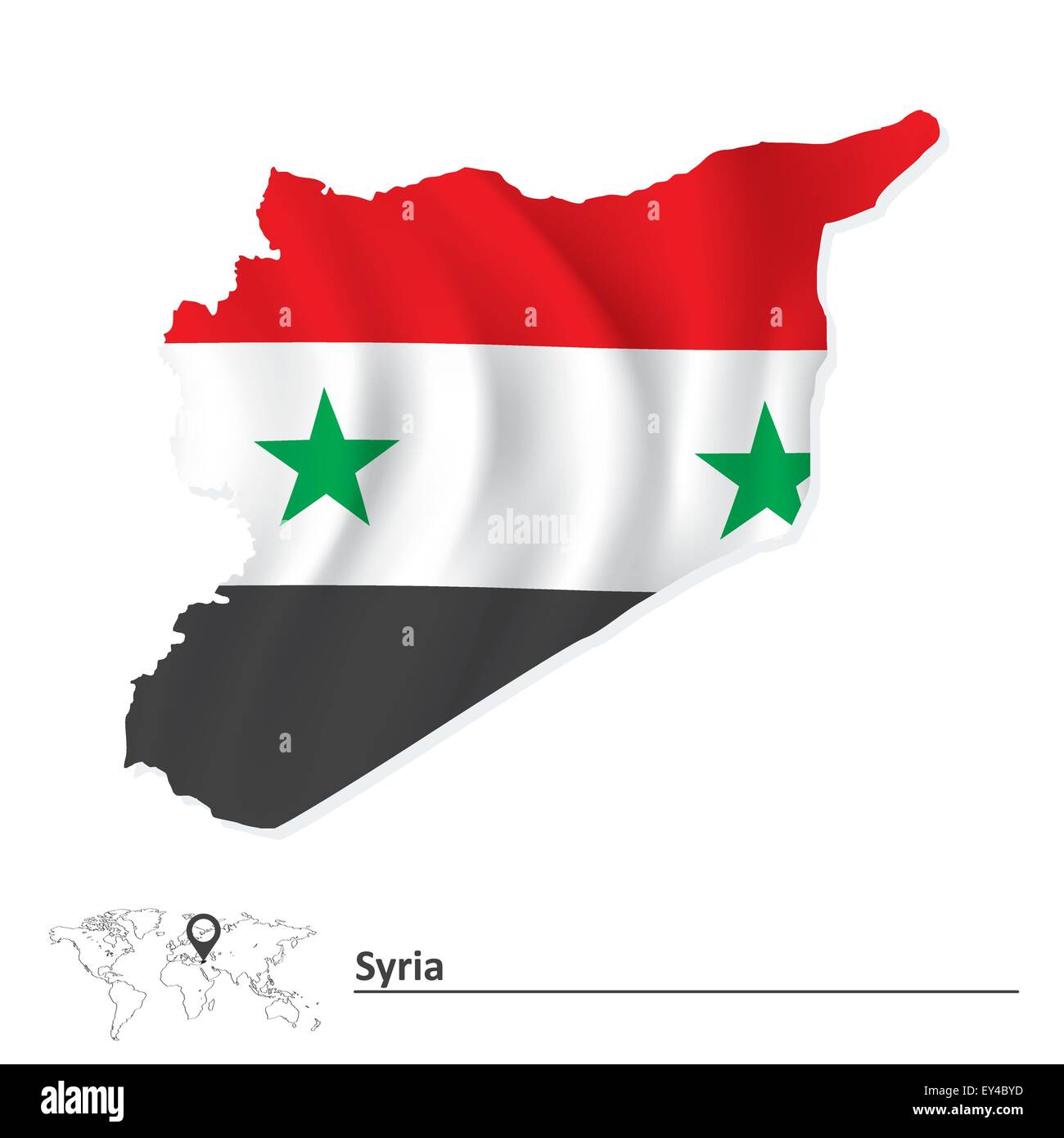 Map of Syria with flag - vector illustration Stock Vector