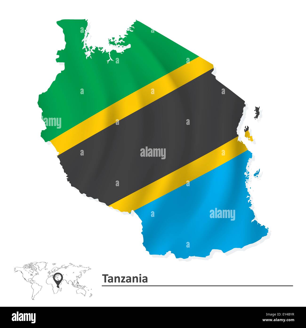 Map of Tanzania with flag - vector illustration Stock Vector Image ...