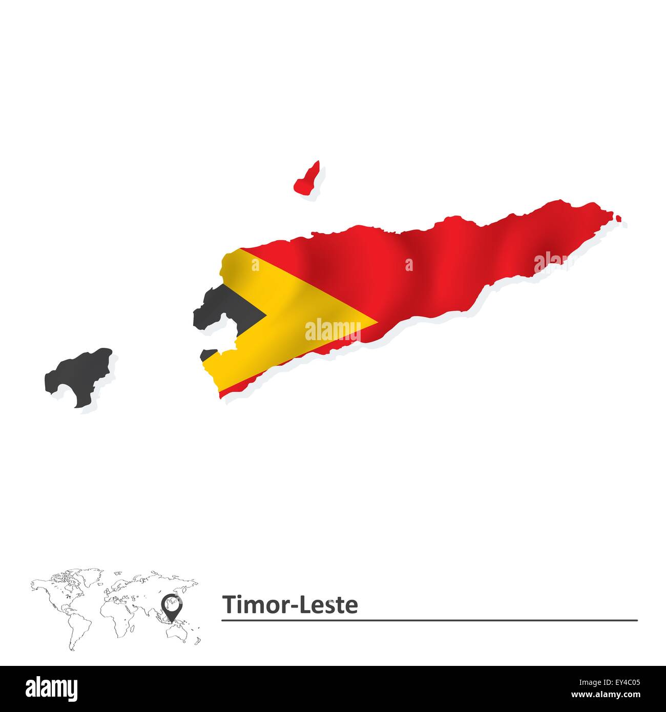 Map of Timor-Leste with flag - vector illustration Stock Vector