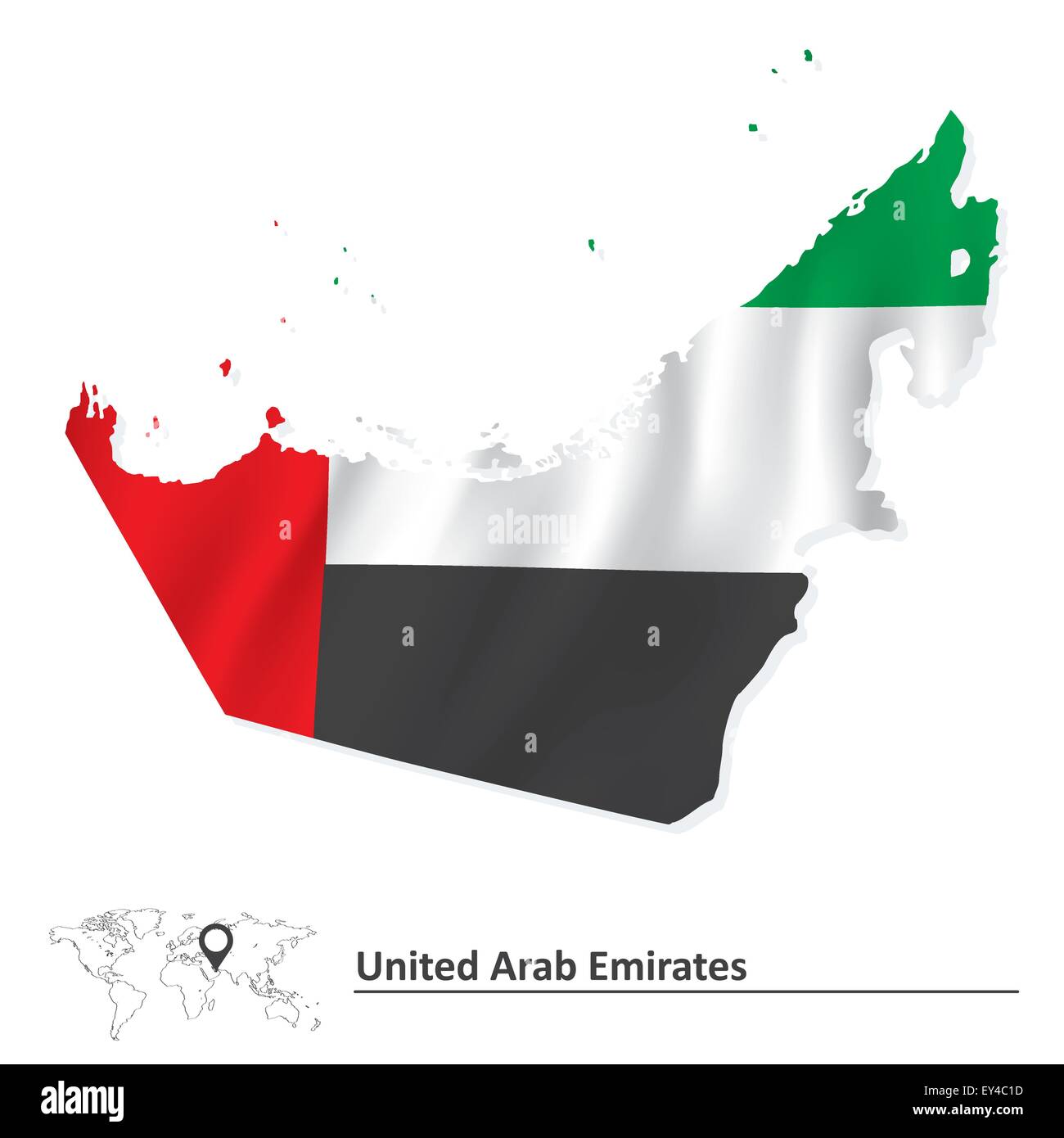 Map of United Arab Emirates with flag - vector illustration Stock ...