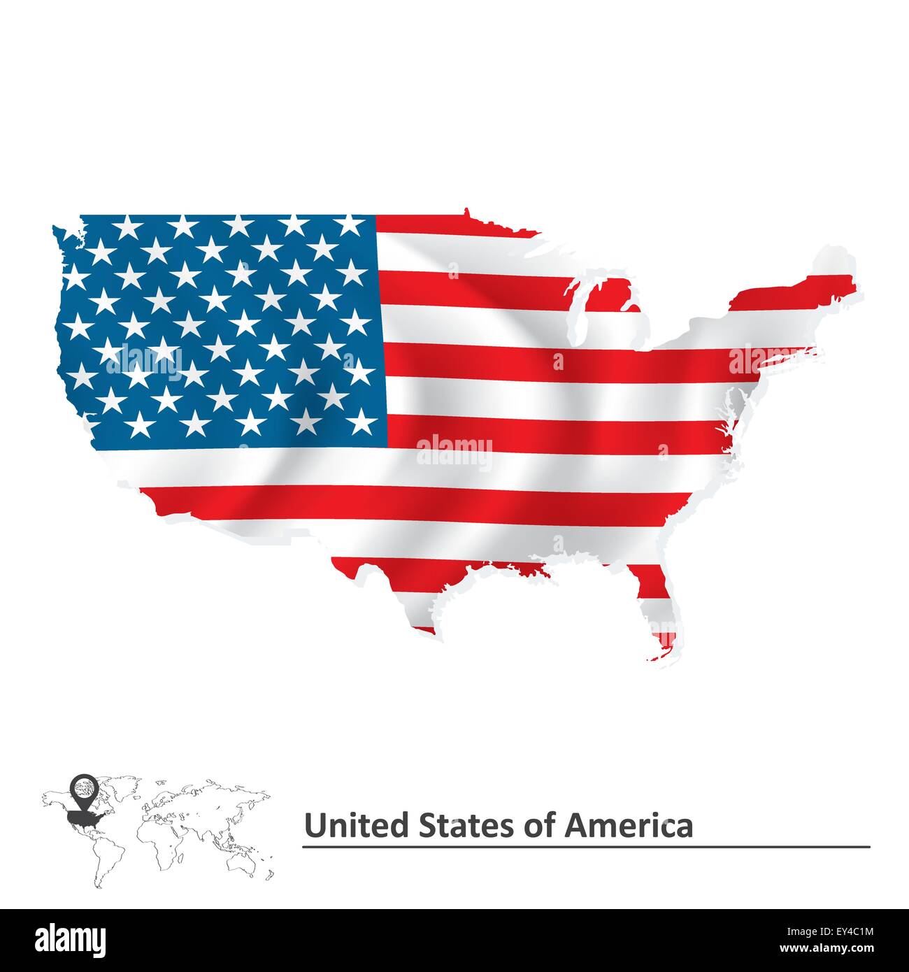 Map of United States of America with flag - vector illustration Stock ...