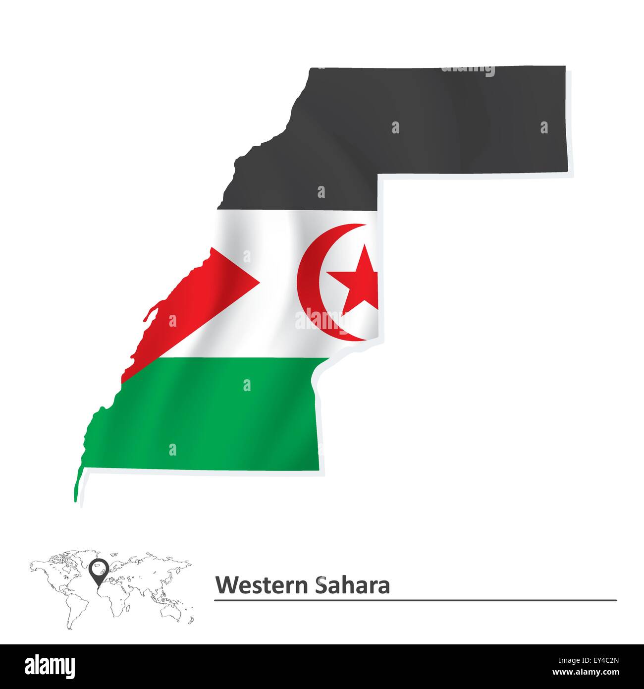 Map Of Western Sahara With Flag Vector Illustration Stock Vector