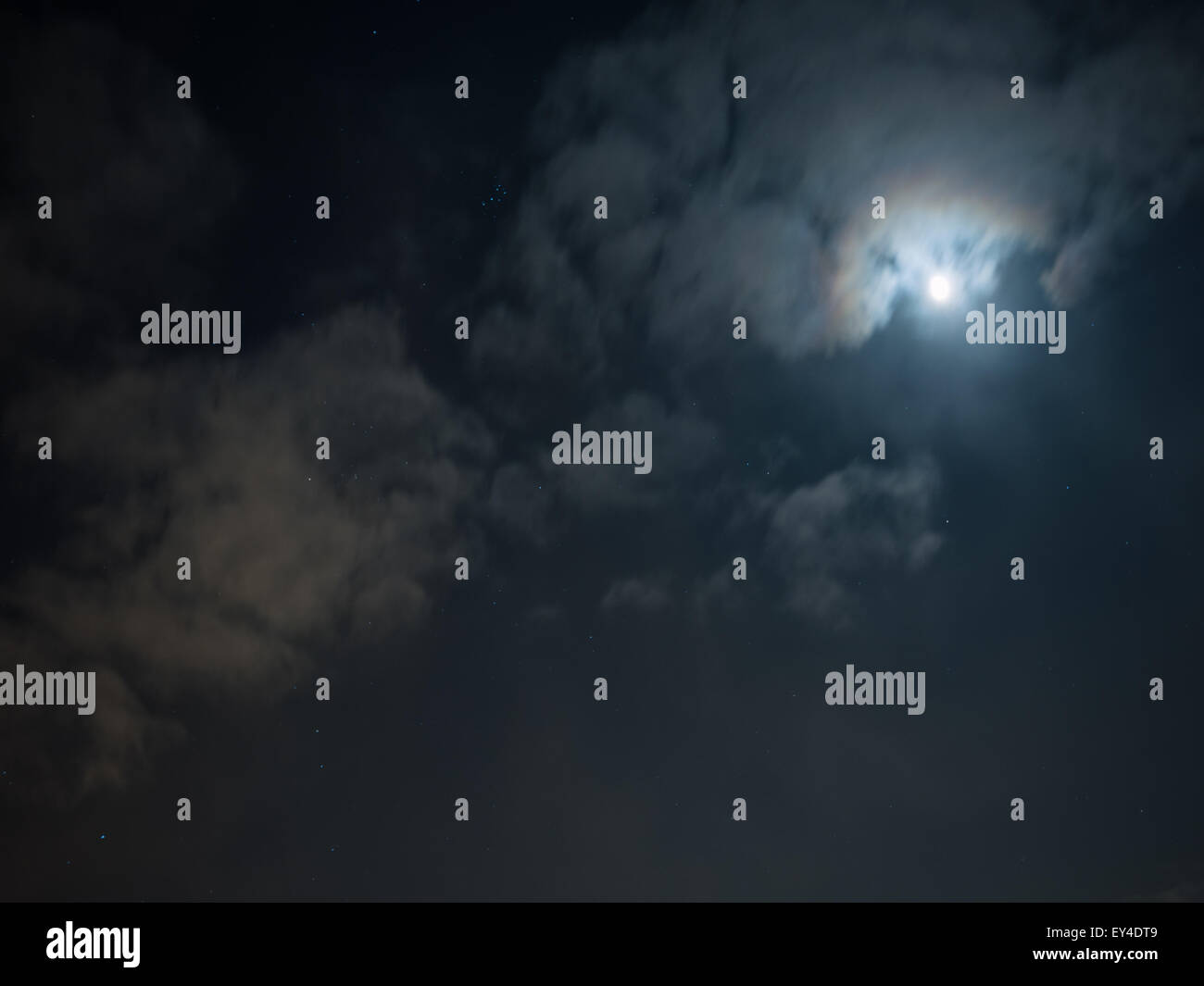Night cloudy sky with stars and moon Stock Photo - Alamy