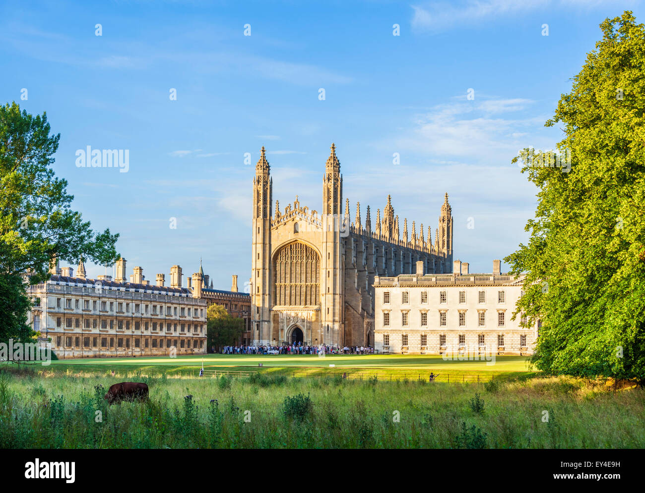 Kings College Chapel, Clare college and Gibbs Building from the Backs Cambridge University Cambridgeshire England UK GB Europe Stock Photo