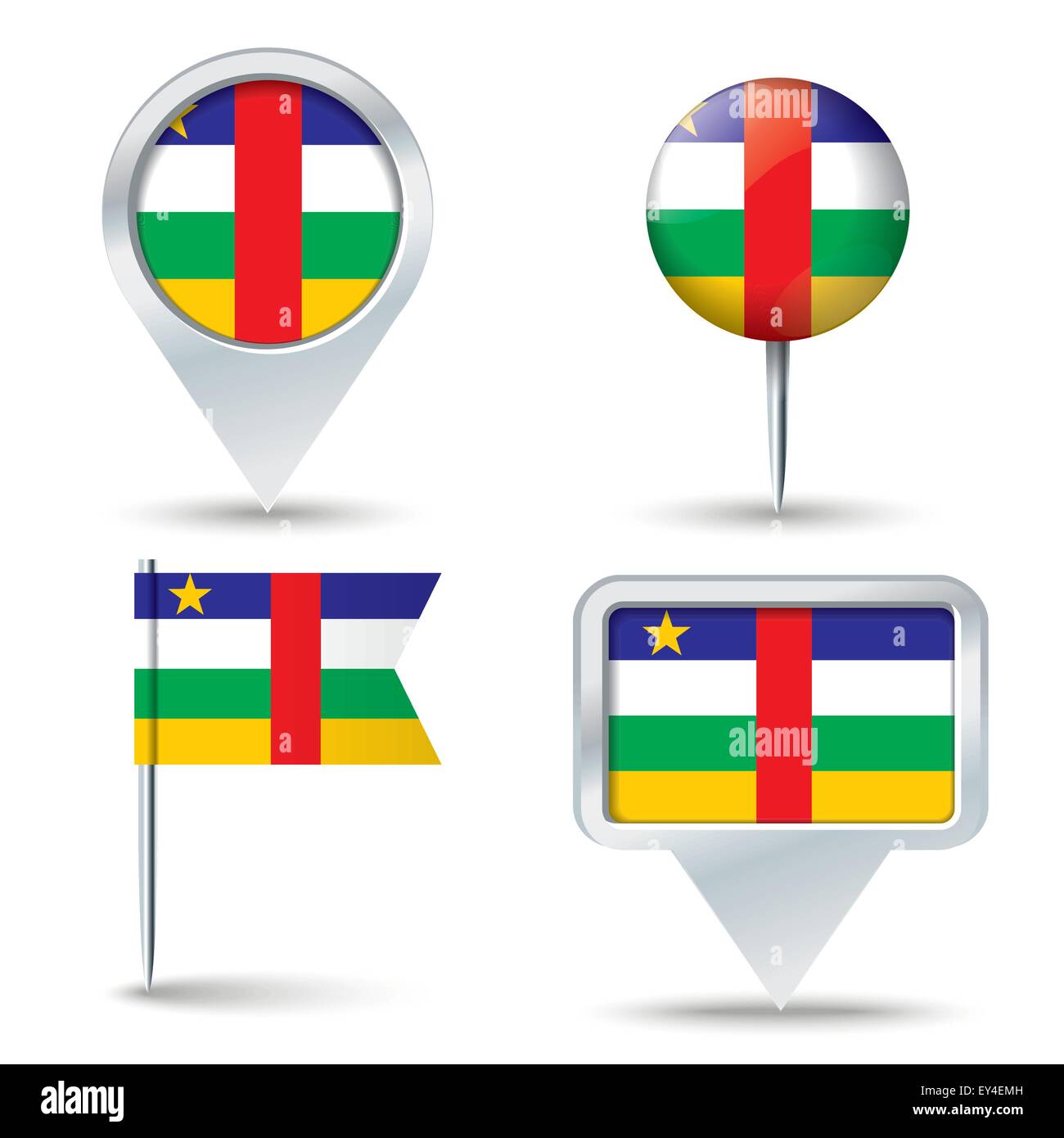 Map pins with flag of Central African Republic - vector illustration ...