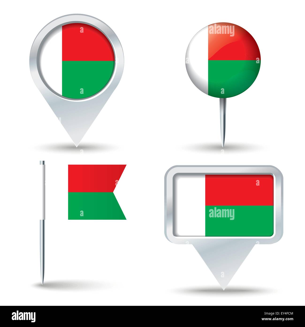 Map pins with flag of Madagascar - vector illustration Stock Vector ...