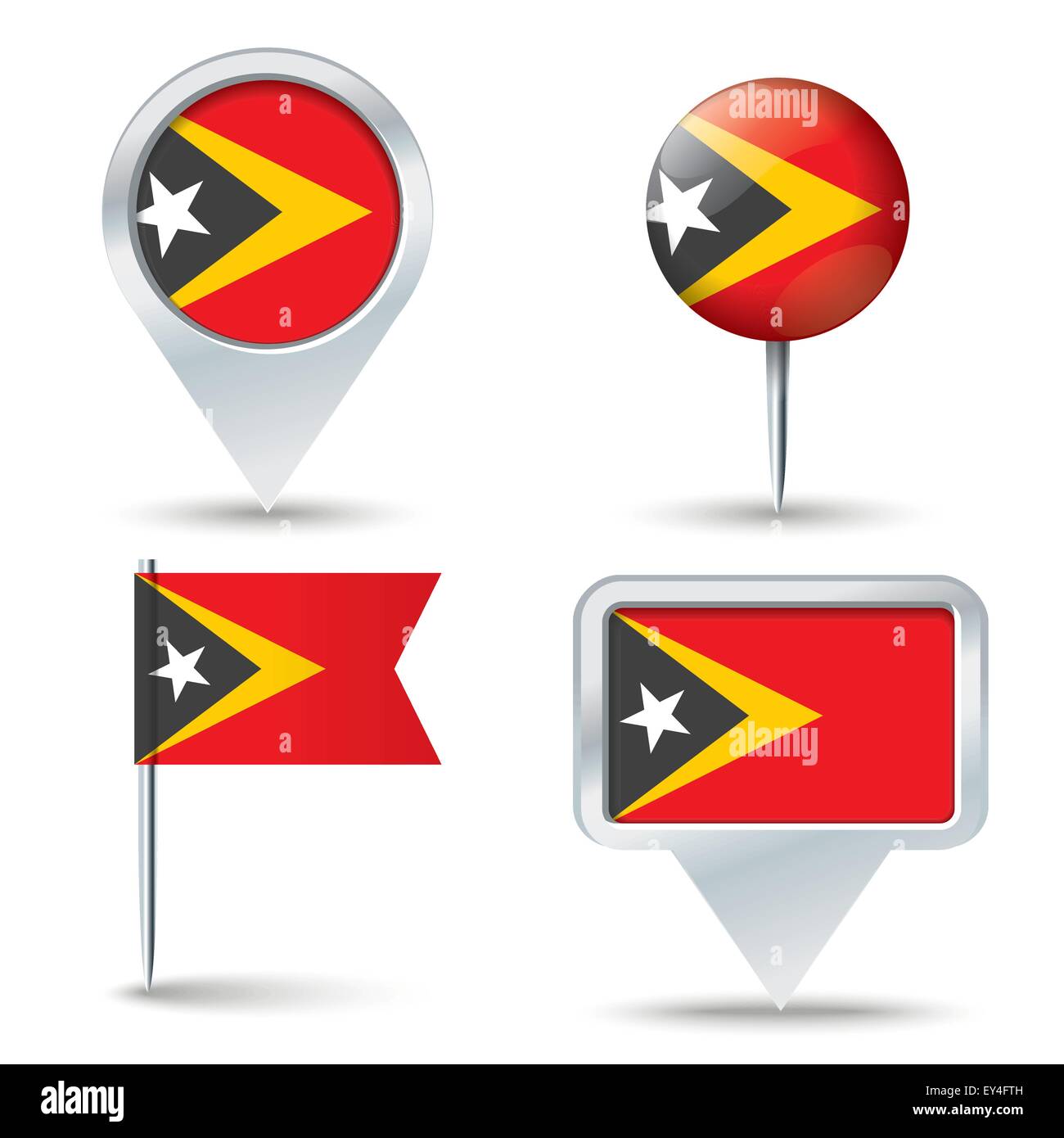 Map pins with flag of Timor-Leste - vector illustration Stock Vector