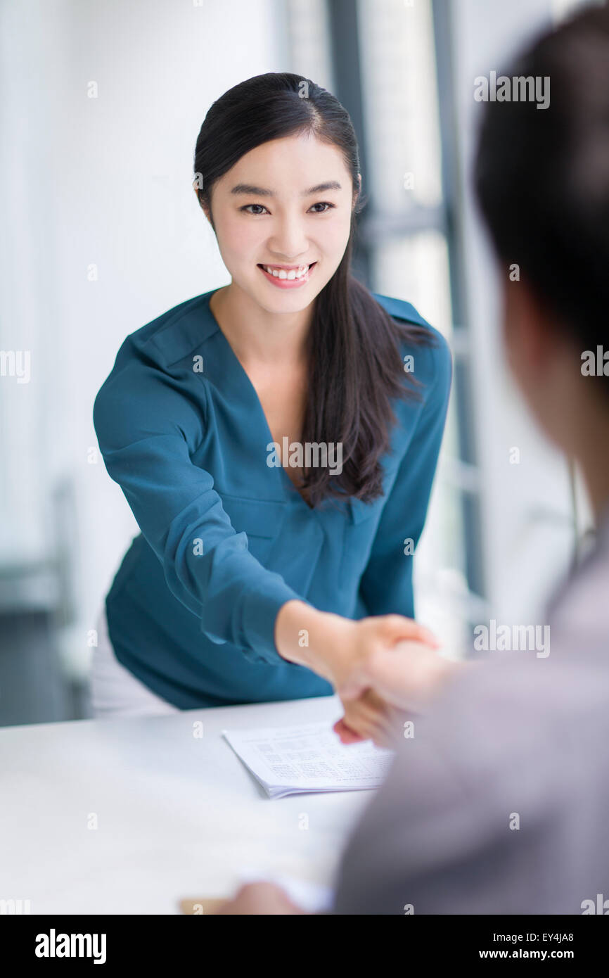 Young woman interviewing for a job Stock Photo