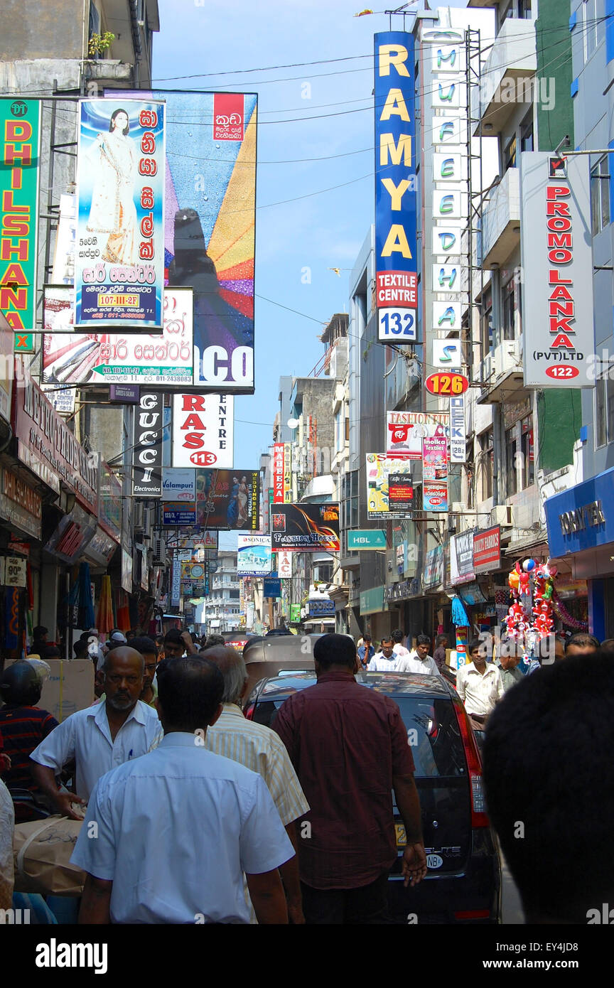 The Pettah in Colombo, Sri Lanka. A very busy area of Colombo which is full of shops and stalls Stock Photo