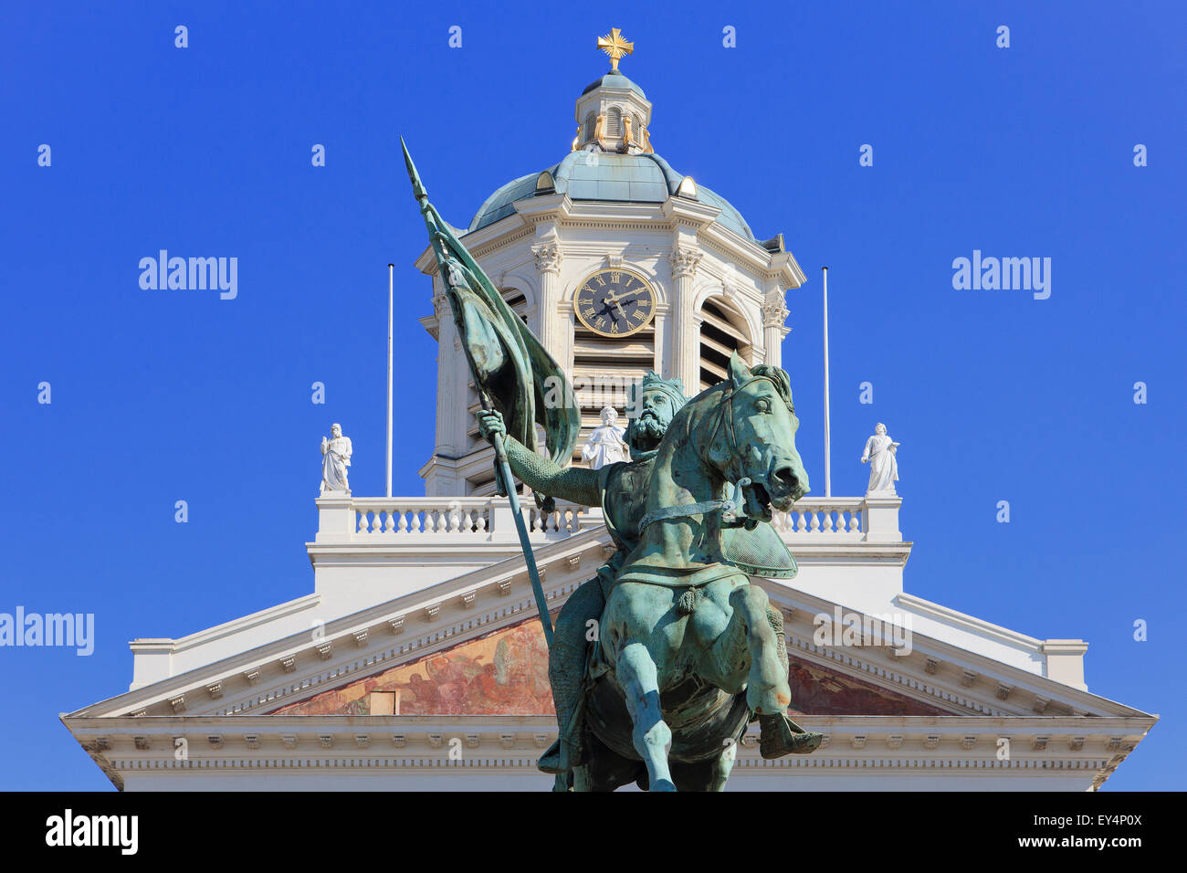 Statue of the leader of the first Crusade, Godfrey of Bouillon,  in Brussels, Belgium Stock Photo