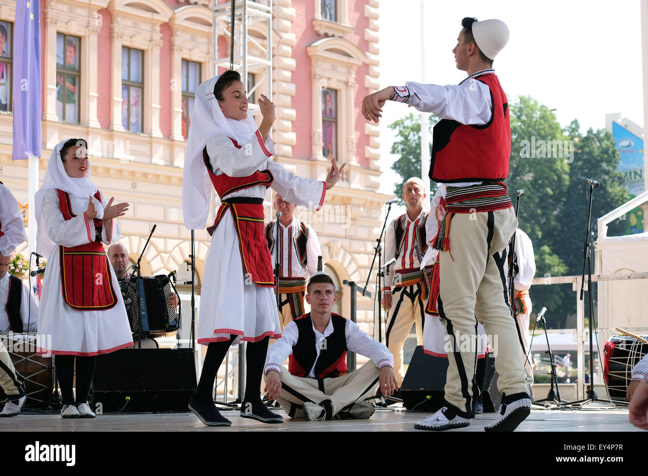 Members of folk group Deshmoret e Kombit from Pristina, Kosovo during
