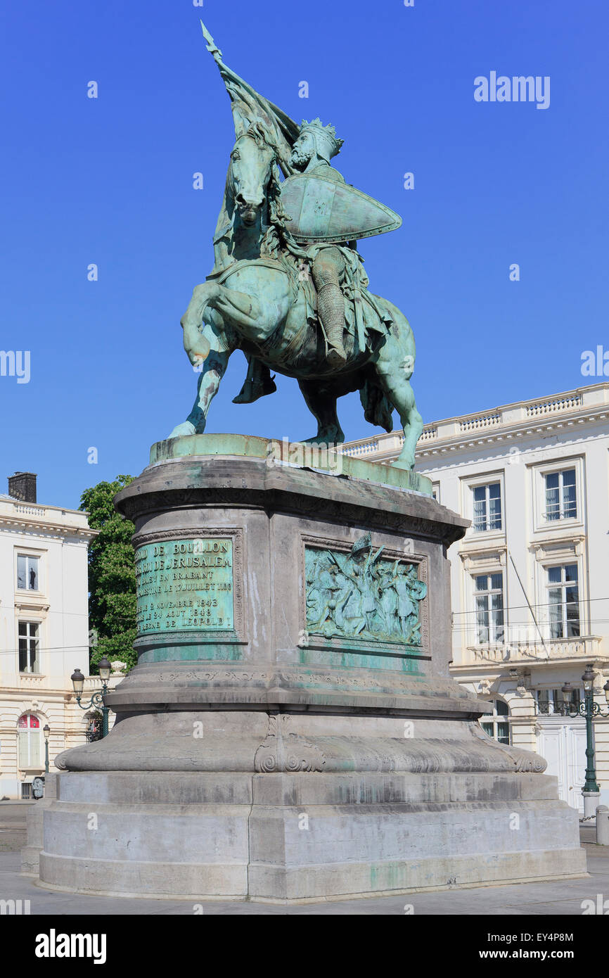 Statue of the leader of the first Crusade, Godfrey of Bouillon,  in Brussels, Belgium Stock Photo