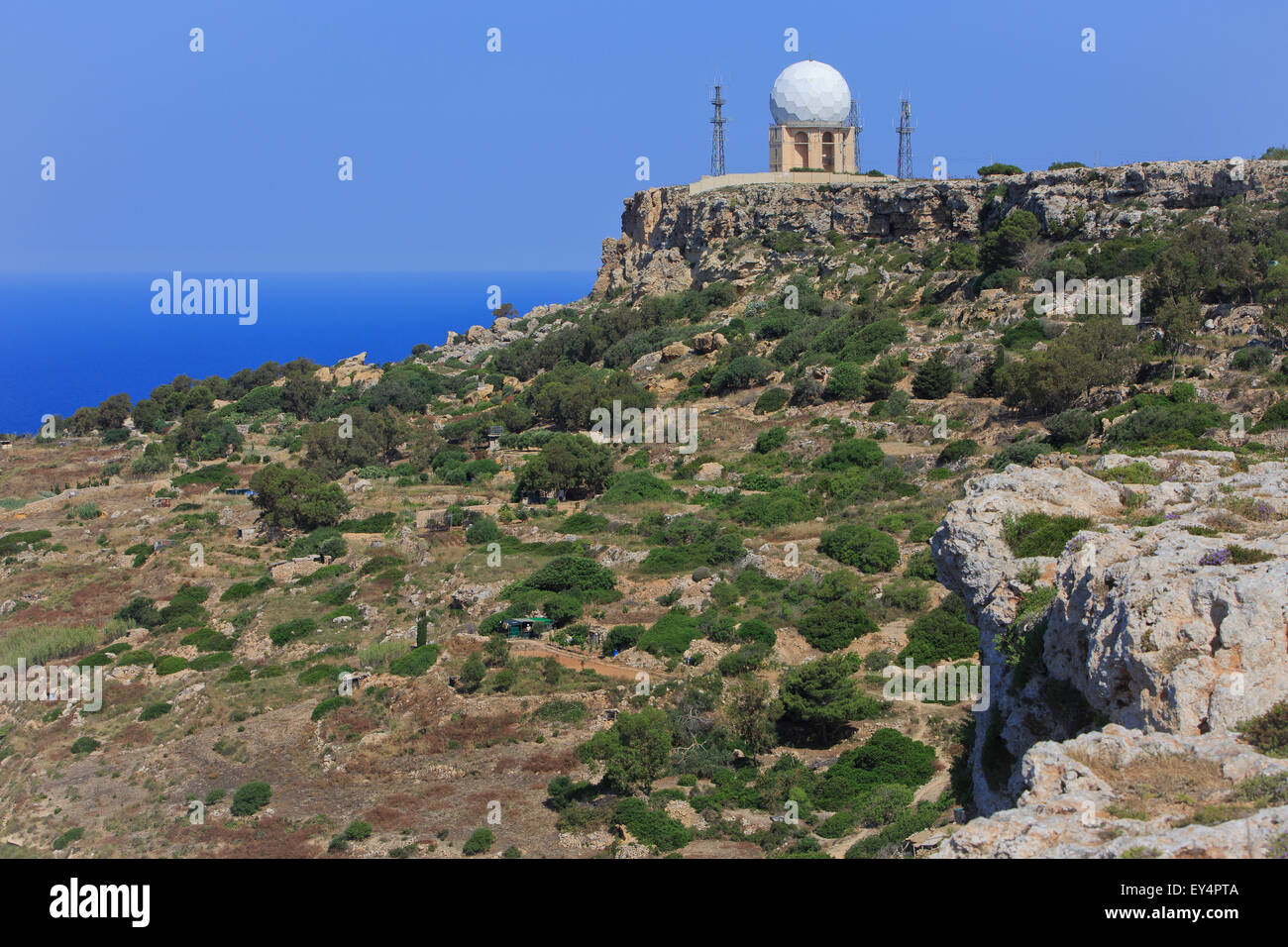 The radar station at the Dingli Cliffs in Malta Stock Photo Alamy