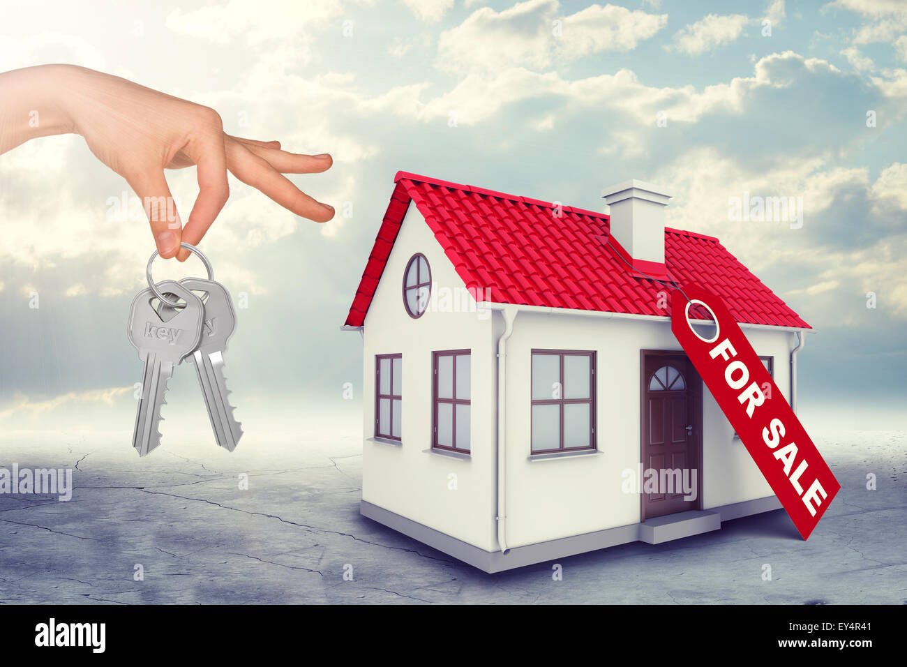House for sale with keys Stock Photo - Alamy