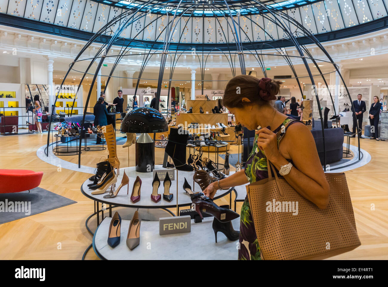 Paris, France, Inside designer Fancy Shoes Store, Luxury Fashion