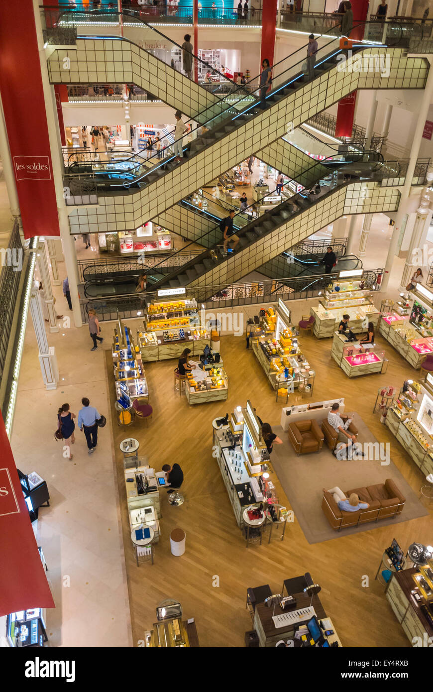 Paris, France, High Angle View, inside main FLoor, Luxury Fashion Brands Shopping in French