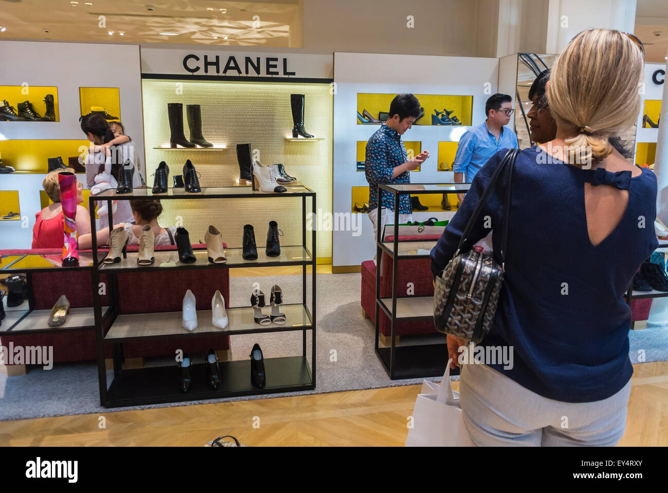 Paris, France, Luxury Fashion Designer Brands , Chanel, Women's Accessories  designer SHoes, Shopping in French Department Store, 