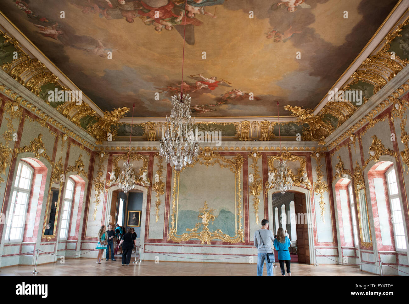 The Gold Room in Rundale Palace in Latvia was used for court receptions and festivities. The palace was built in the 18th century. Stock Photo