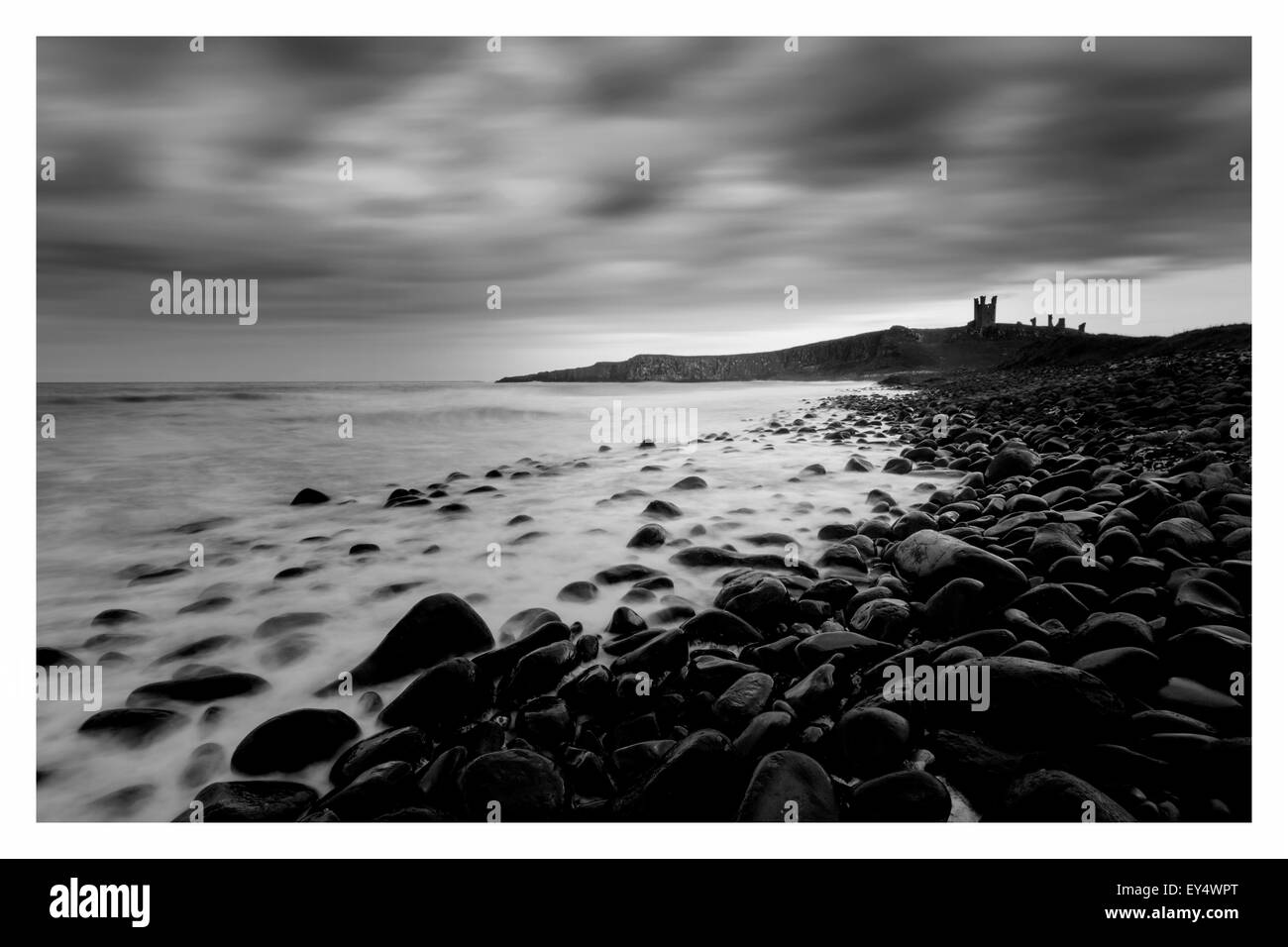 Dunstanburgh Castle on the coast of Northumberland in northern England Stock Photo