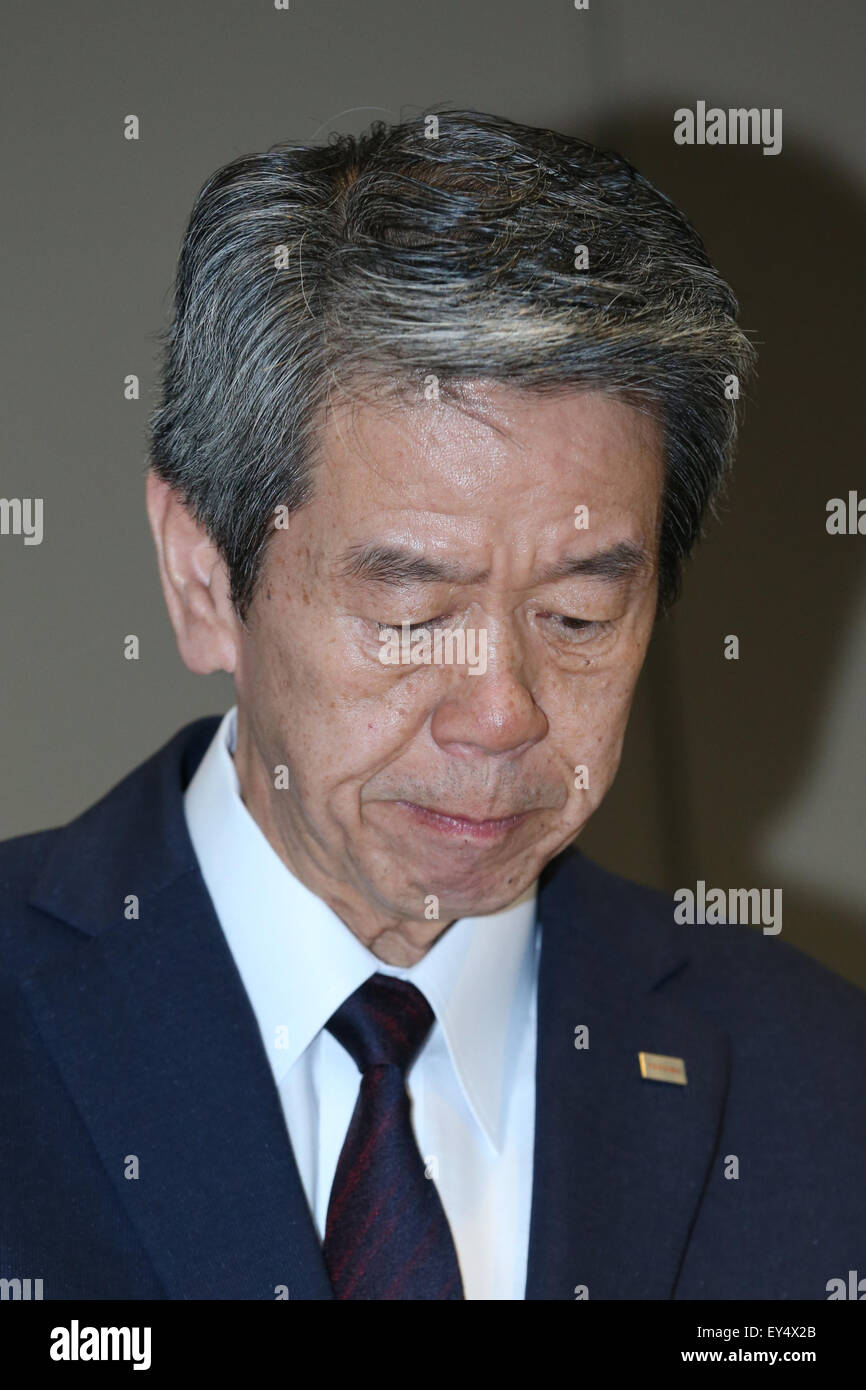 Tokyo, Japan. 21st July, 2015. Toshiba President Hisao Tanaka attends